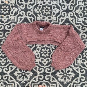 Long Sleeve Wool Blend Cropped Knit Shirt/Sweater
